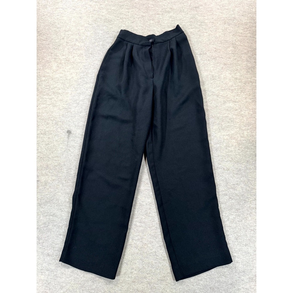 Karen Stevens Dress Pants Women 8 Petite Black Relaxed Fit Pleated Front Formal